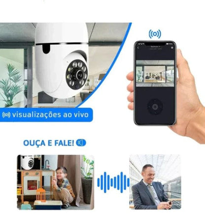 Câmera Wi-Fi Inteligente 360° Com Visão Noturna HD - wonder store
